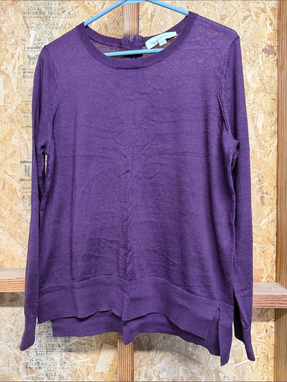 LOFT Purple Long-Sleeve Crewneck Sweater